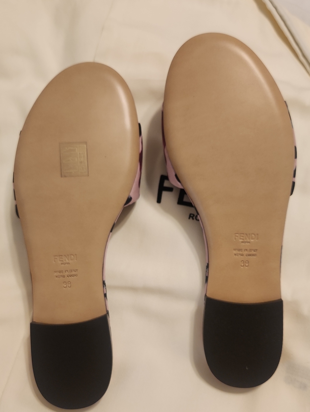 Fendi Pink Leopard-Print Slide Sandals with Multicolor Accent - Picture 4 of 5